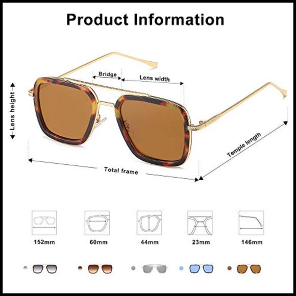 Polarized Sunglasses Retro Square Aviator Alloy Frame UV400 Protection main image 5